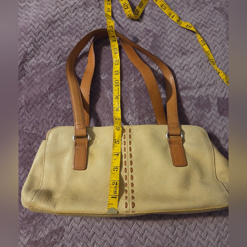 Vintage Fossil Light Yellow Leather Shoulder Handbag - Picture 14 of 14